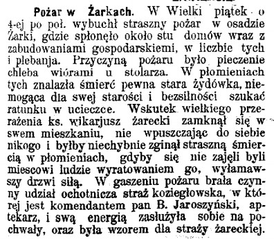 pożar w Żarkach, 1906 rok, przyczyny.jpg