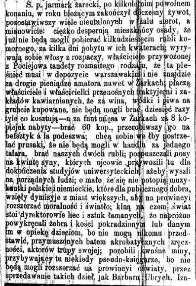 Faustyn Świderski na temat jarmarku żareckiego, Gaz.Kiel. 47, 1877 r., cz.2.jpg