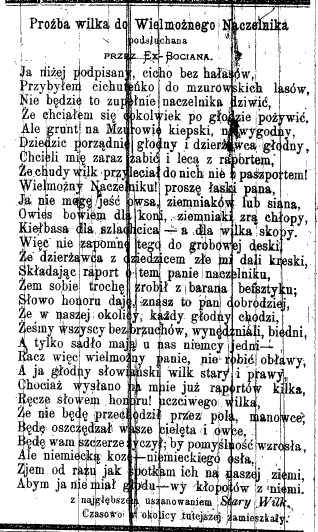 F. Świderski, Prośba wilka do Naczelnika, Gaz.Kiel. 9, 1876 r..jpg
