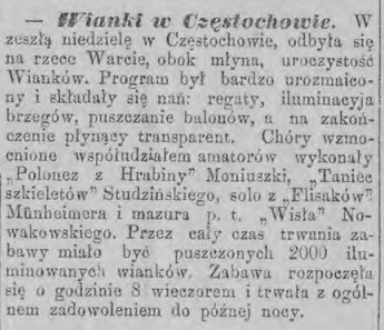 Wianki w Częstochowie, Tydz. Piotr. 27, 1885 r..jpg