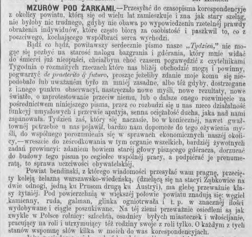 Mzurów pod Żarkami, pierwsza relacja Świderskiego w Tygodniu, Tydz.7, 1873 r., cz.1.jpg