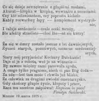 życzenia imieninowe F.Świderskiego dla ks. J.Klemensiewicza, Tydz.Piotr. 8, 1875 r., cz.3.jpg