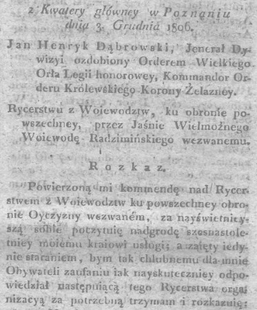 Rozkaz Dąbrowskiego z 3 grudnia 1806 r. o rotmistrzach, cz.1.jpg
