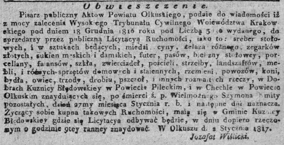 licytacja, Szymon Kmita, Dz.Rz.W.K.15, 1817 r..jpg
