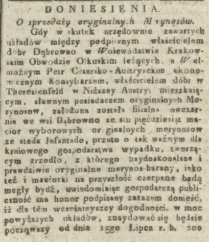 O sprzedaży oryginalnych merynosów, G.K.W. i Z., 15, 1820 r., cz.1.jpg