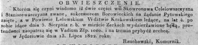 licytacja dzierżawy Skowronowa, Dz.U.W.K. 30, 1822 r..jpg