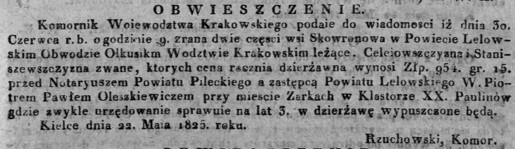 dzierżawa Skowronowa, Dz.U.W.K. 22, 1825 r..jpg
