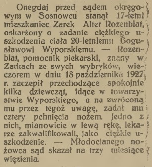 nożownik z Żarek, Expres Zagłębia, 1928, nr 16.jpg