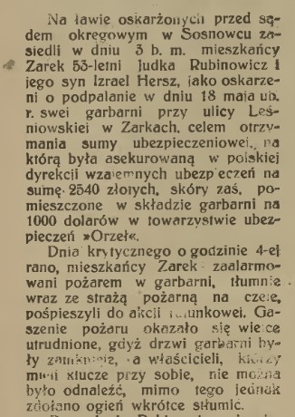 podpalenie garbarni w Żarkach, Expres Zagłębia, 1928, nr 29, cz.1.jpg