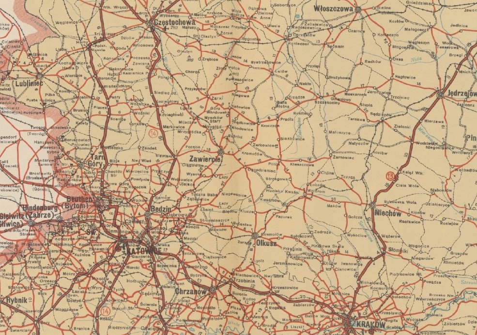 Mapa 1939 r., Kraków-Częstochowa.jpg